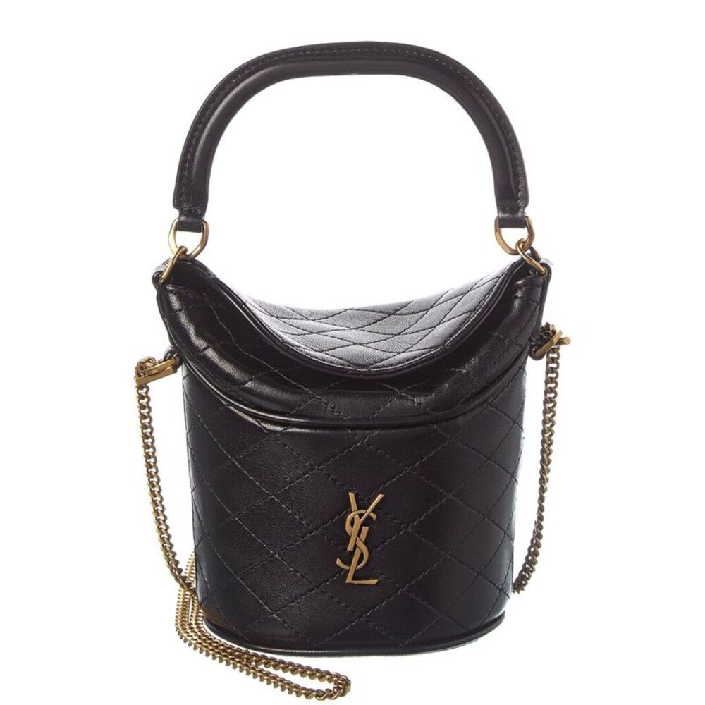Saint Laurent Gaby Leather Cosmetic Case, Black